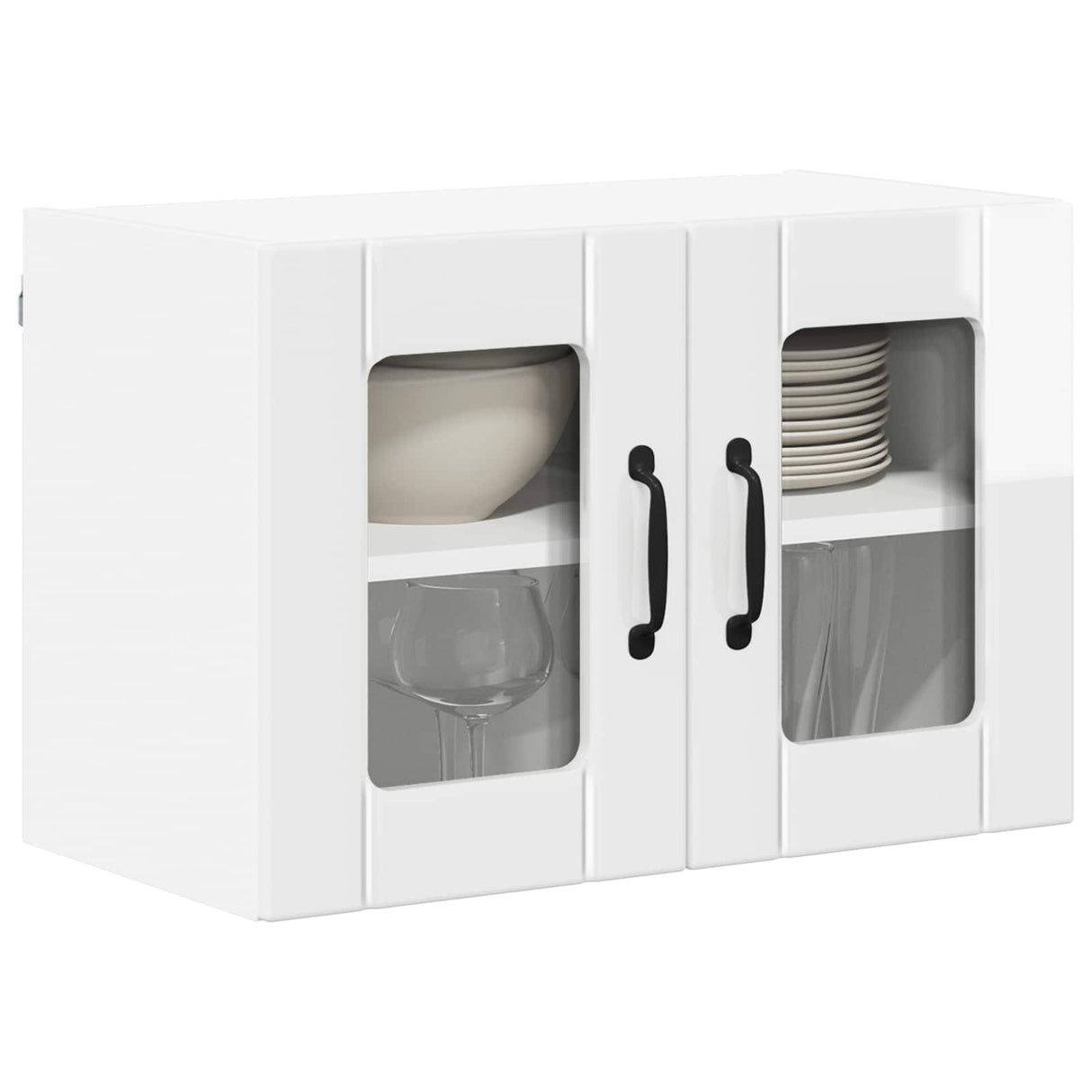 Wall Glass Cabinet LUCCA 2 pcs High Gloss White 60 x 31 x 40 cm