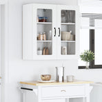 Wall Glass Cabinet LUCCA 2 pcs White Engineered Wood