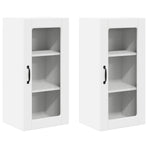 Wall Glass Cabinet LUCCA 2 pcs White Engineered Wood