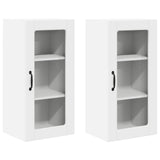 Wall Glass Cabinet LUCCA 2 pcs White 40 x 31 x 80 cm - Front View