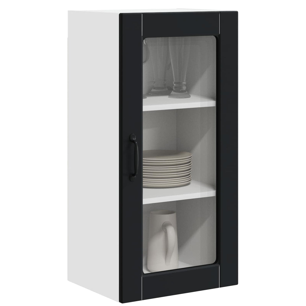 Wall Glass Cabinet LUCCA Black 40 x 31 x 80 cm Engineered Wood