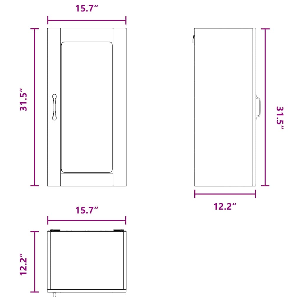 Wall Glass Cabinet LUCCA Black 40 x 31 x 80 cm Engineered Wood