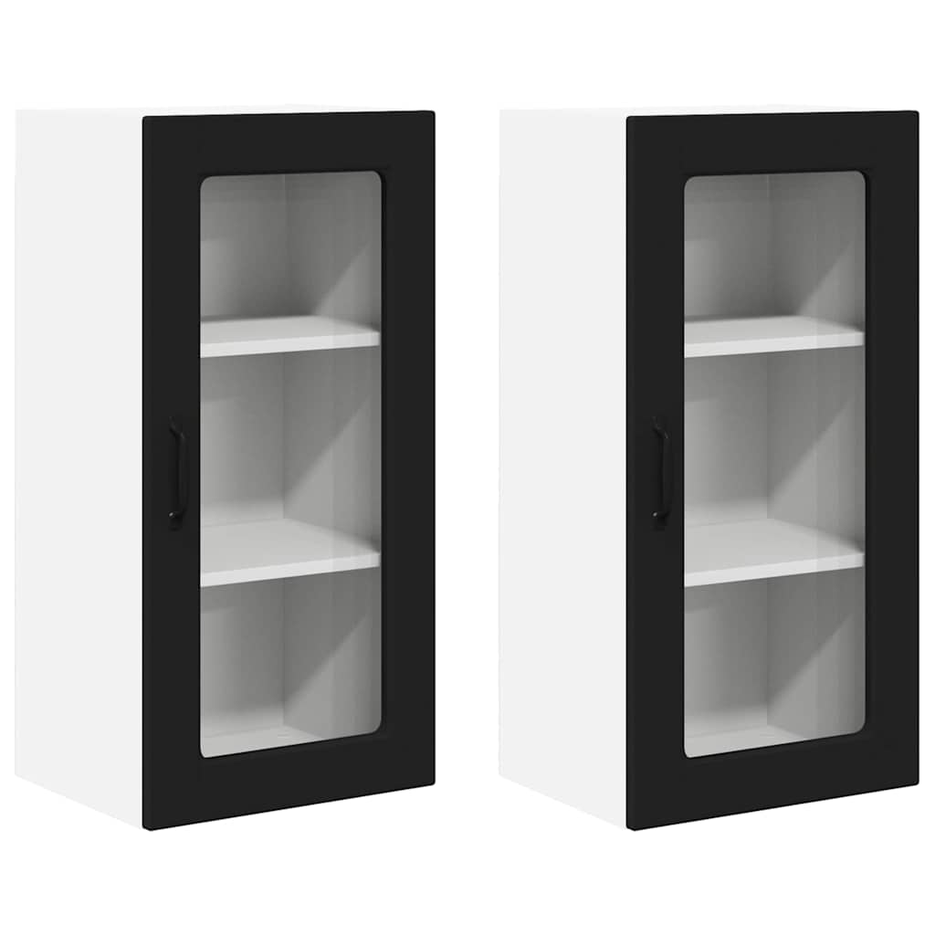 Kitchen Wall Cabinet with Shelf 2 pcs Black 40 x 31 x 80 cm