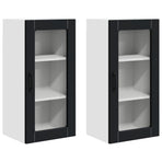 Wall Glass Cabinet LUCCA 2 pcs Black Engineered Wood
