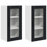 Wall Glass Cabinet LUCCA 2 pcs Black 40 x 31 x 80 cm - Front View