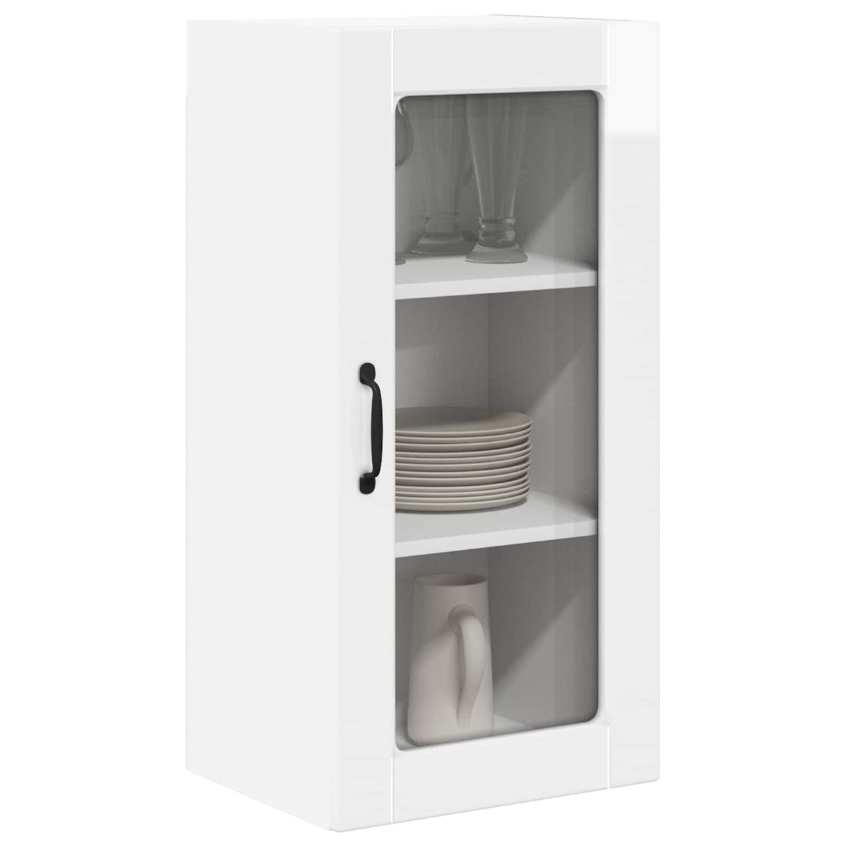 Wall Glass Cabinet LUCCA High Gloss White 40 x 31 x 80 cm