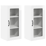 Wall Glass Cabinet LUCCA 2 pcs High Gloss White 40 x 31 x 80 cm