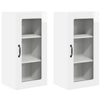 Wall Glass Cabinet LUCCA 2 pcs High Gloss White Engineered Wood