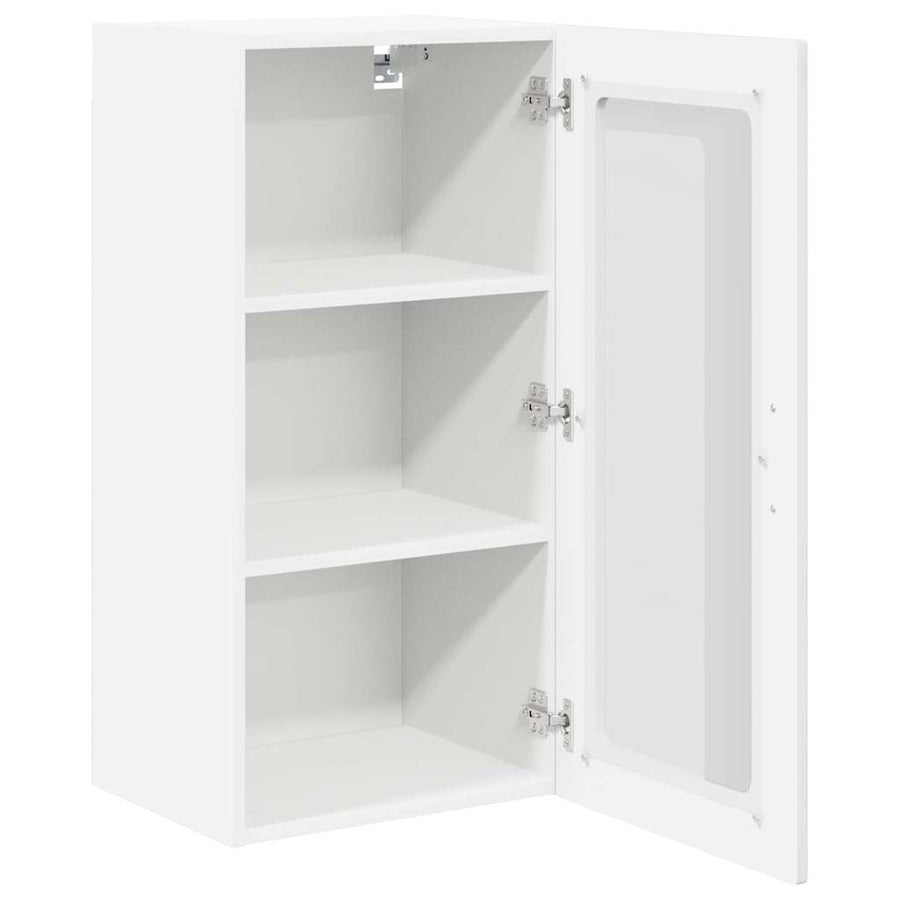 Wall Glass Cabinet LUCCA 2 pcs High Gloss White Engineered Wood