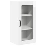 Wall Glass Cabinet LUCCA 2 pcs High Gloss White Engineered Wood
