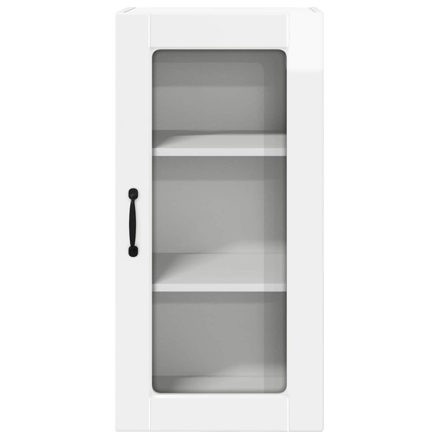 Wall Glass Cabinet LUCCA 2 pcs High Gloss White Engineered Wood