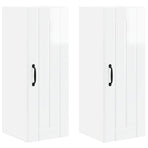 Wall Cabinet LUCCA 2 pcs High Gloss White Engineered Wood