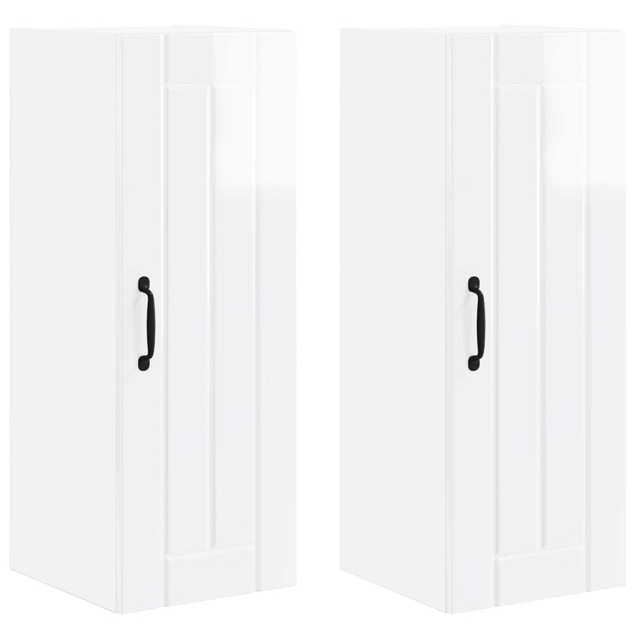 Wall Cabinet LUCCA 2 pcs High Gloss White Engineered Wood