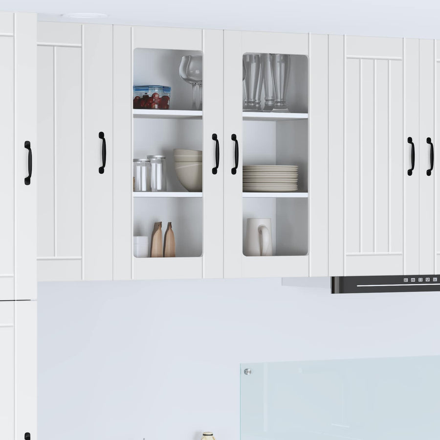 Wall Glass Cabinet LUCCA White 80 x 31 x 80 cm Engineered Wood