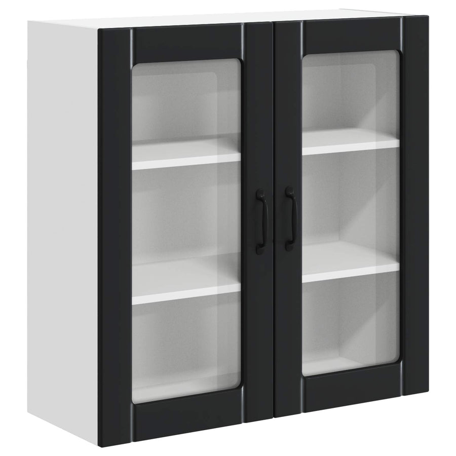 Wall Glass Cabinet LUCCA Black 80 x 31 x 80 cm Engineered Wood