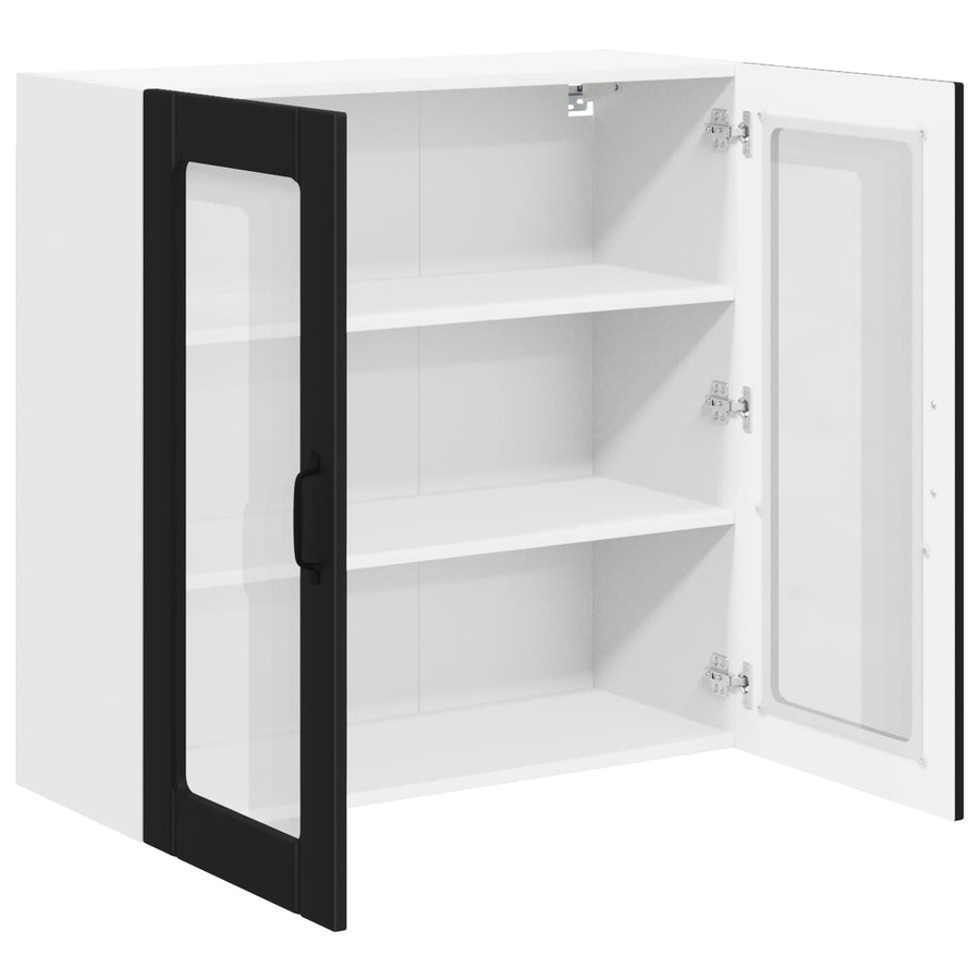 Wall Glass Cabinet LUCCA Black 80 x 31 x 80 cm Engineered Wood