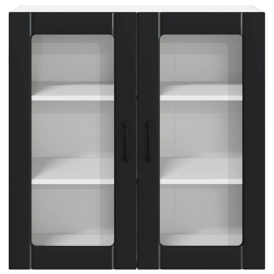 Wall Glass Cabinet LUCCA Black 80 x 31 x 80 cm Engineered Wood
