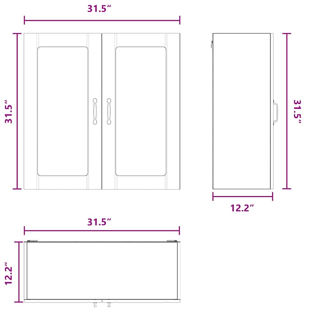 Wall Glass Cabinet LUCCA Black 80 x 31 x 80 cm Engineered Wood