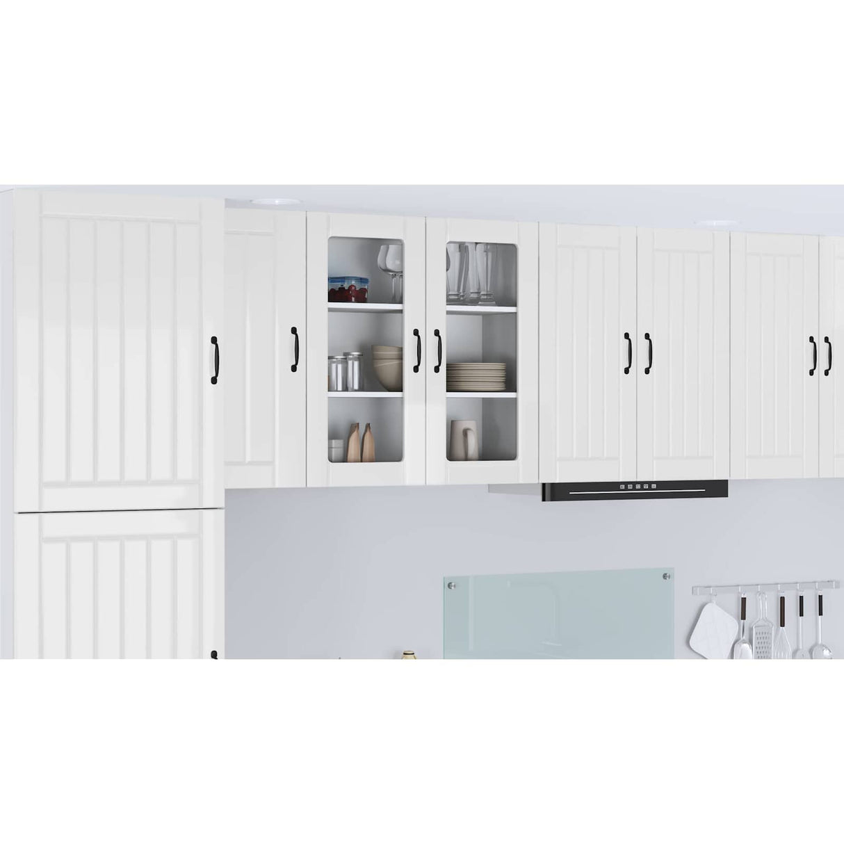 Wall Glass Cabinet LUCCA High Gloss White 80 x 31 x 80 cm