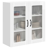 Wall Glass Cabinet LUCCA High Gloss White 80 x 31 x 80 cm - Front View