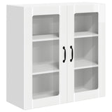 Wall Glass Cabinet LUCCA High Gloss White 80 x 31 x 80 cm