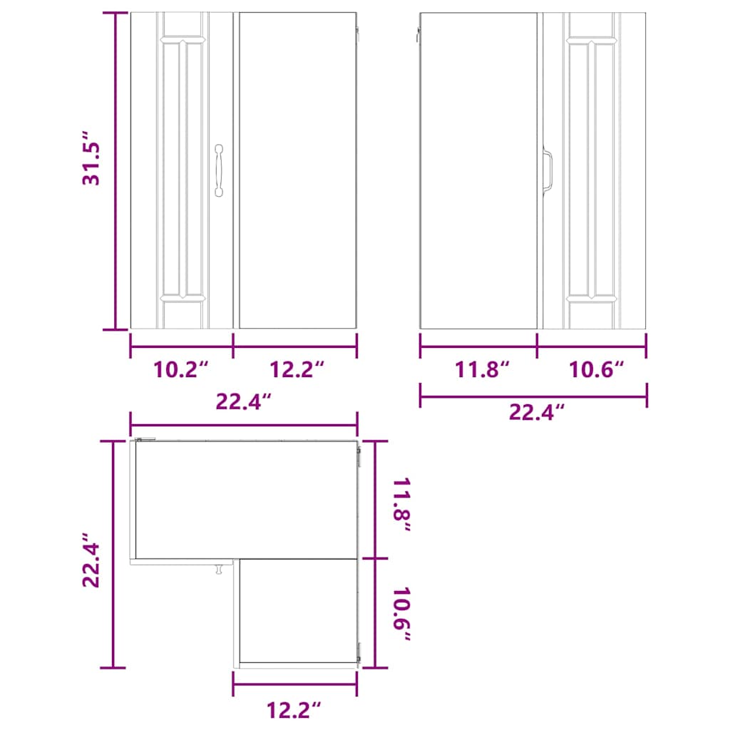 Wall Corner Cabinet LUCCA White 57 x 57 x 80 cm Engineered Wood