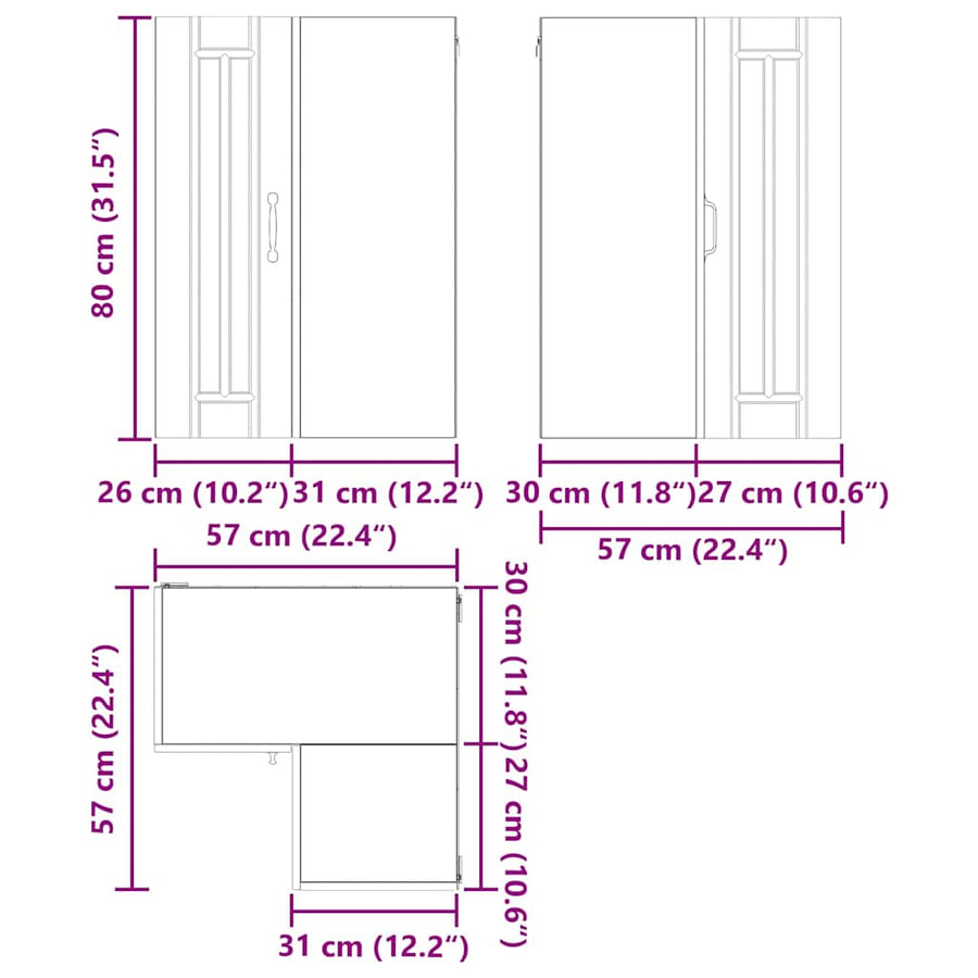 Wall Corner Cabinet LUCCA High Gloss White 57 x 57 x 80 cm