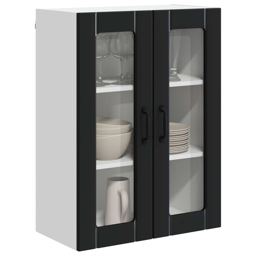 Wall Glass Cabinet LUCCA Black 60 x 31 x 80 cm Engineered Wood