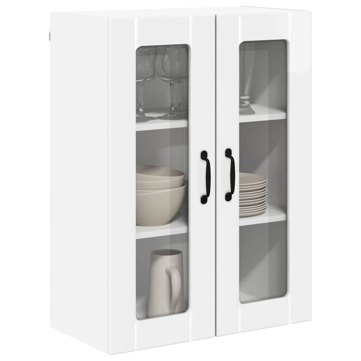 Wall Glass Cabinet LUCCA High Gloss White 60 x 31 x 80 cm