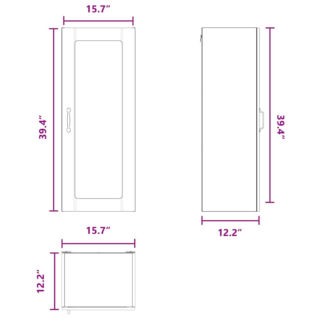 Wall Glass Cabinet LUCCA Black 40 x 31 x 100 cm Engineered Wood