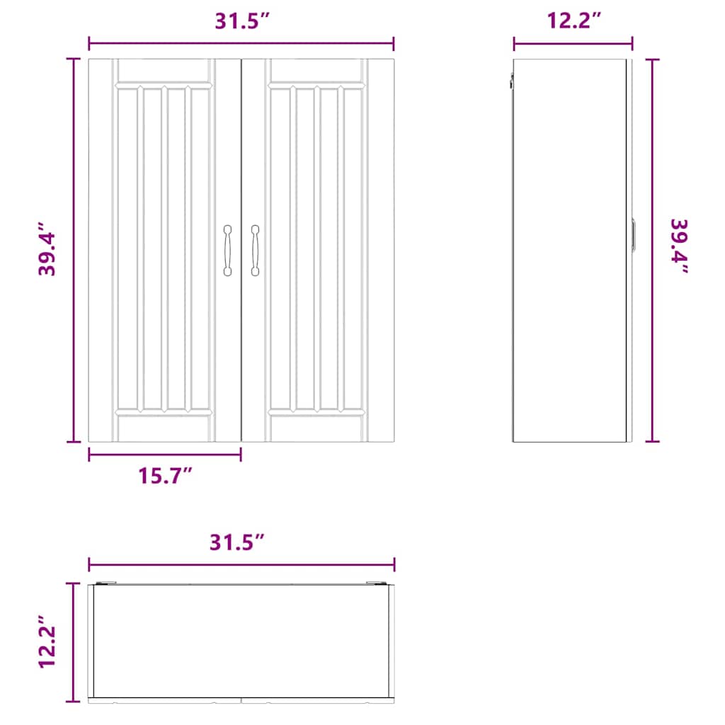 Wall Cabinet LUCCA White 80 x 31 x 100 cm Engineered Wood