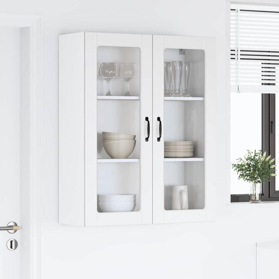 Wall Glass Cabinet LUCCA White 80 x 31 x 100 cm Engineered Wood
