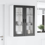 Wall Glass Cabinet LUCCA Black 80 x 31 x 100 cm Engineered Wood