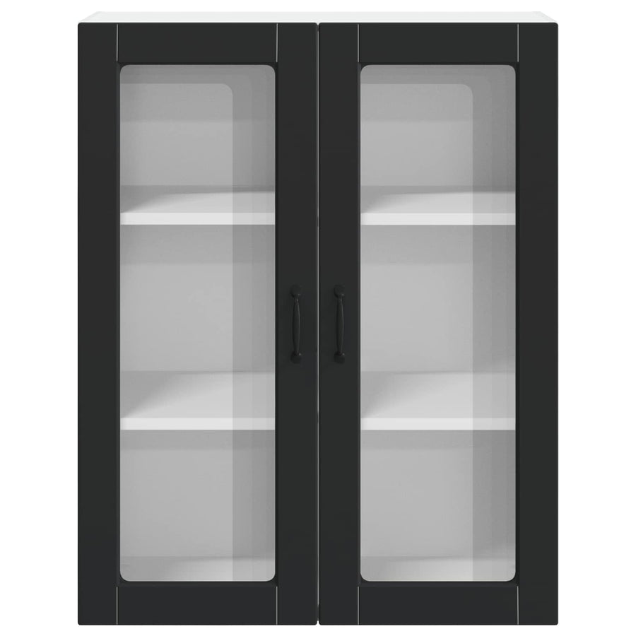 Wall Glass Cabinet LUCCA Black 80 x 31 x 100 cm Engineered Wood