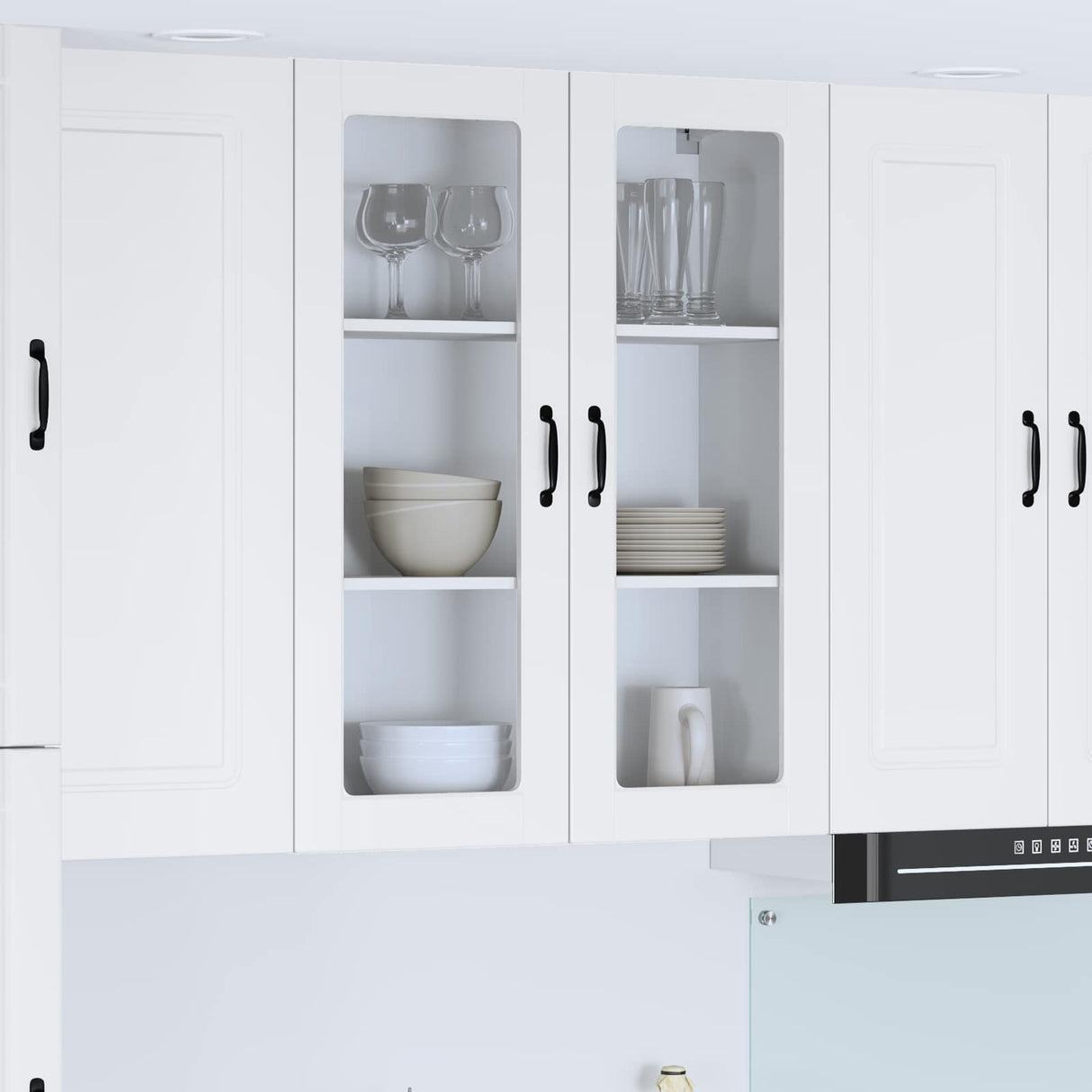 Wall Glass Cabinet LUCCA High Gloss White 80 x 31 x 100 cm
