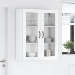 Wall Glass Cabinet LUCCA High Gloss White 80 x 31 x 100 cm
