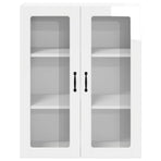 Wall Glass Cabinet LUCCA High Gloss White 80 x 31 x 100 cm