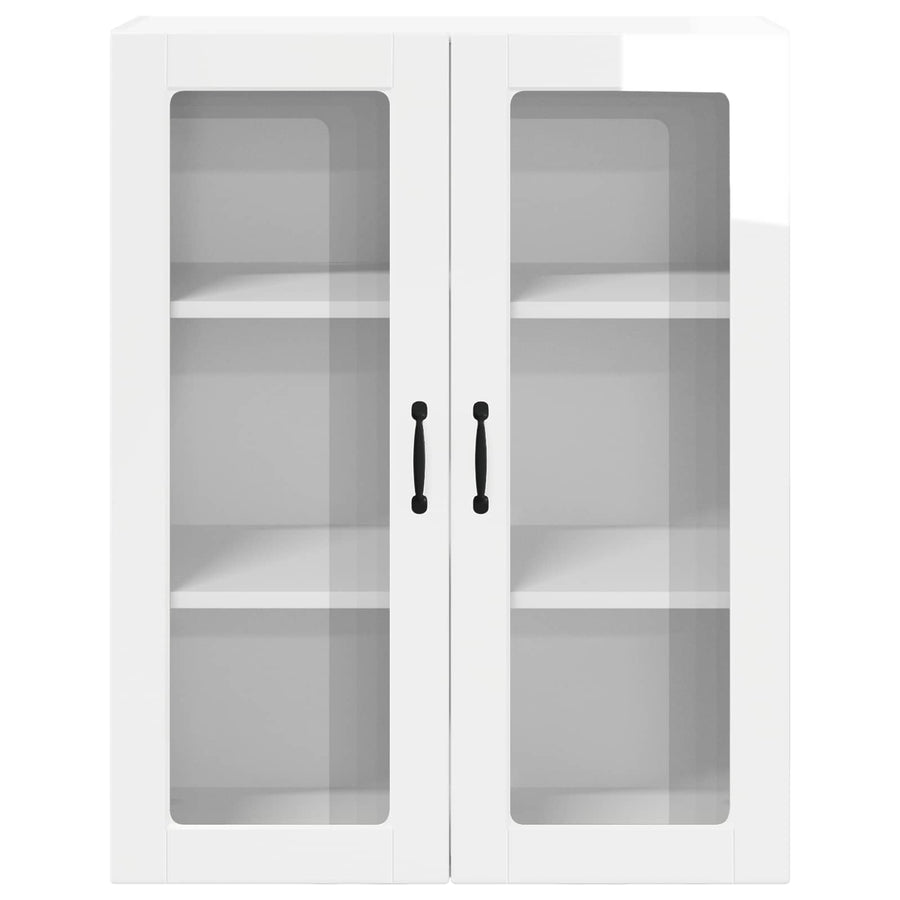 Wall Glass Cabinet LUCCA High Gloss White 80 x 31 x 100 cm