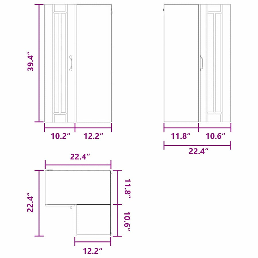 Wall Corner Cabinet LUCCA White 57 x 57 x 100 cm