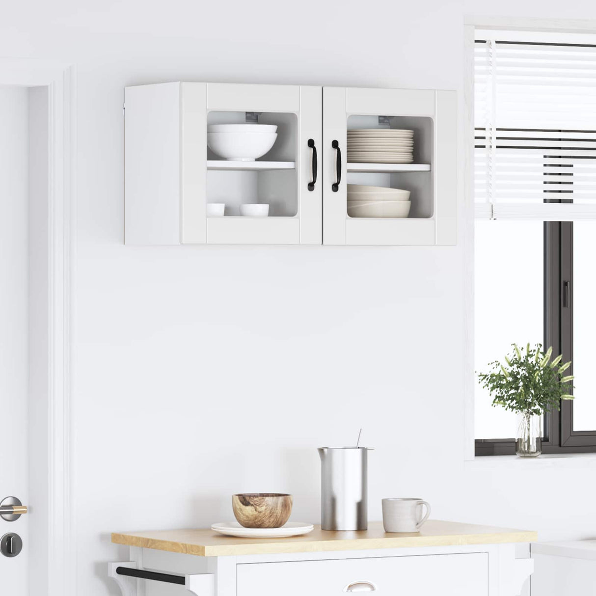 Wall Glass Cabinet PORTO 2 pcs White 40 x 31 x 40 cm