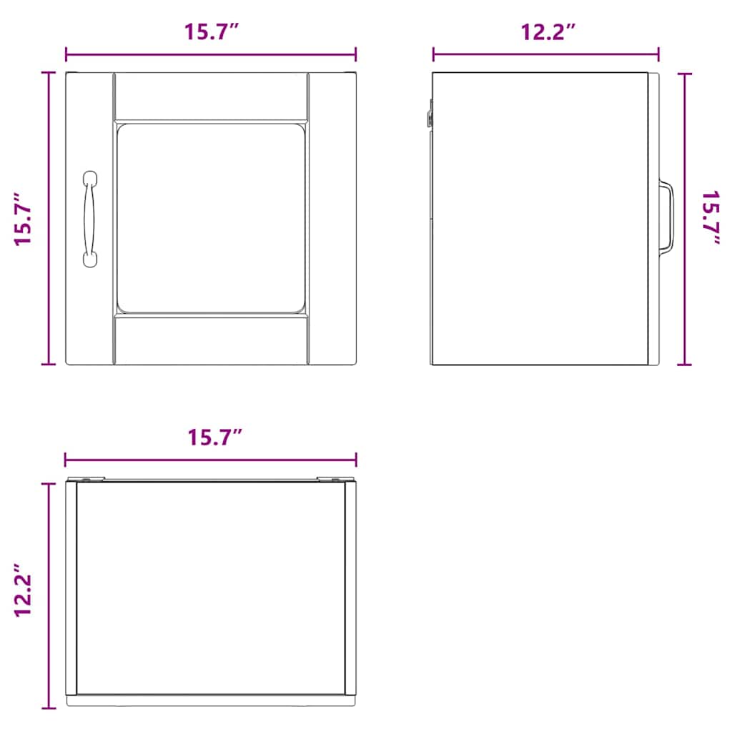 Wall Glass Cabinet PORTO Black 40 x 31 x 40 cm Engineered Wood