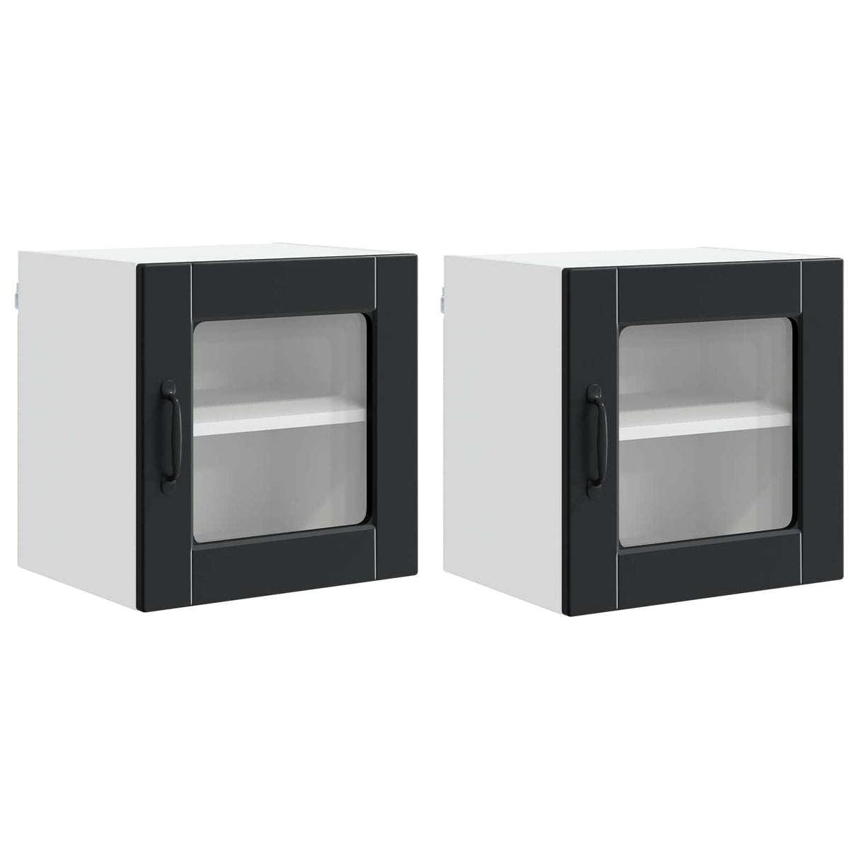 Wall Glass Cabinet PORTO 2 pcs Black 40 x 31 x 40 cm