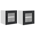 Wall Glass Cabinet PORTO 2 pcs Black Engineered Wood