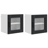 Wall Glass Cabinet PORTO 2 pcs Black 40 x 31 x 40 cm - Front View