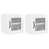 Wall Glass Cabinet PORTO 2 pcs High Gloss White 40 x 31 x 40 cm