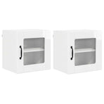 Wall Glass Cabinet PORTO 2 pcs High Gloss White Engineered Wood