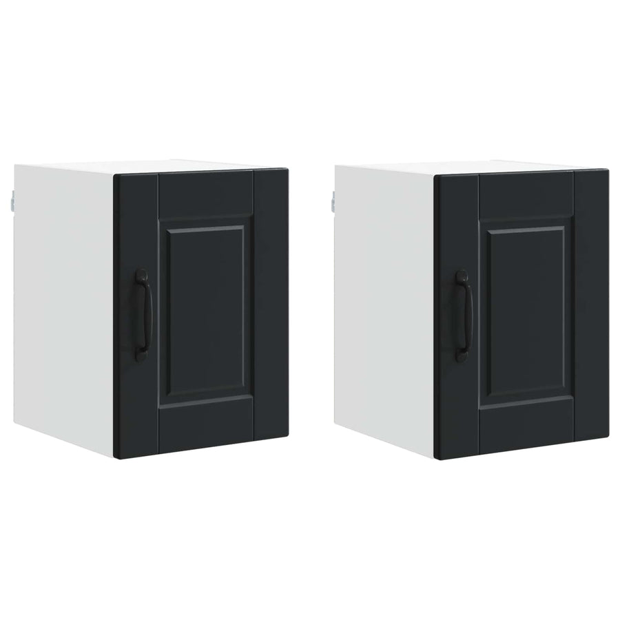 Wall Cabinet PORTO 2 pcs Black Engineered Wood