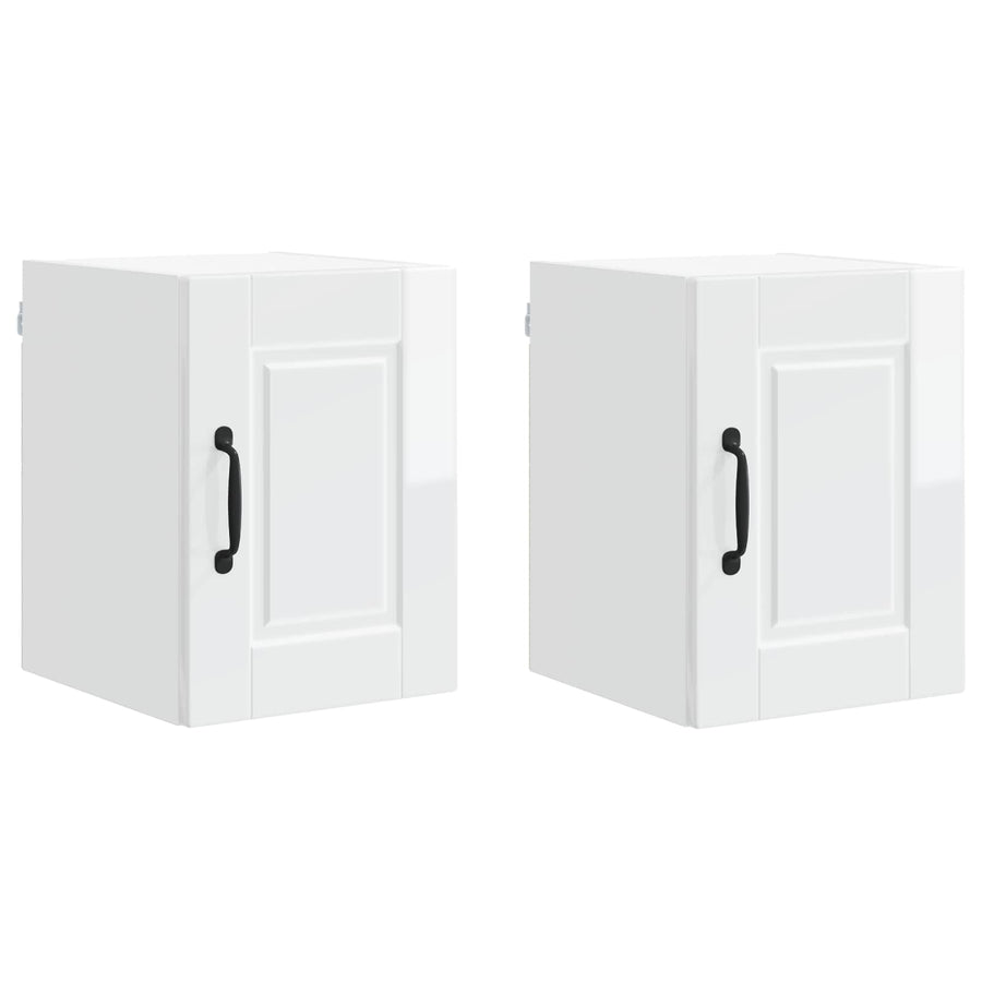 Wall Cabinet PORTO 2 pcs High Gloss White Engineered Wood