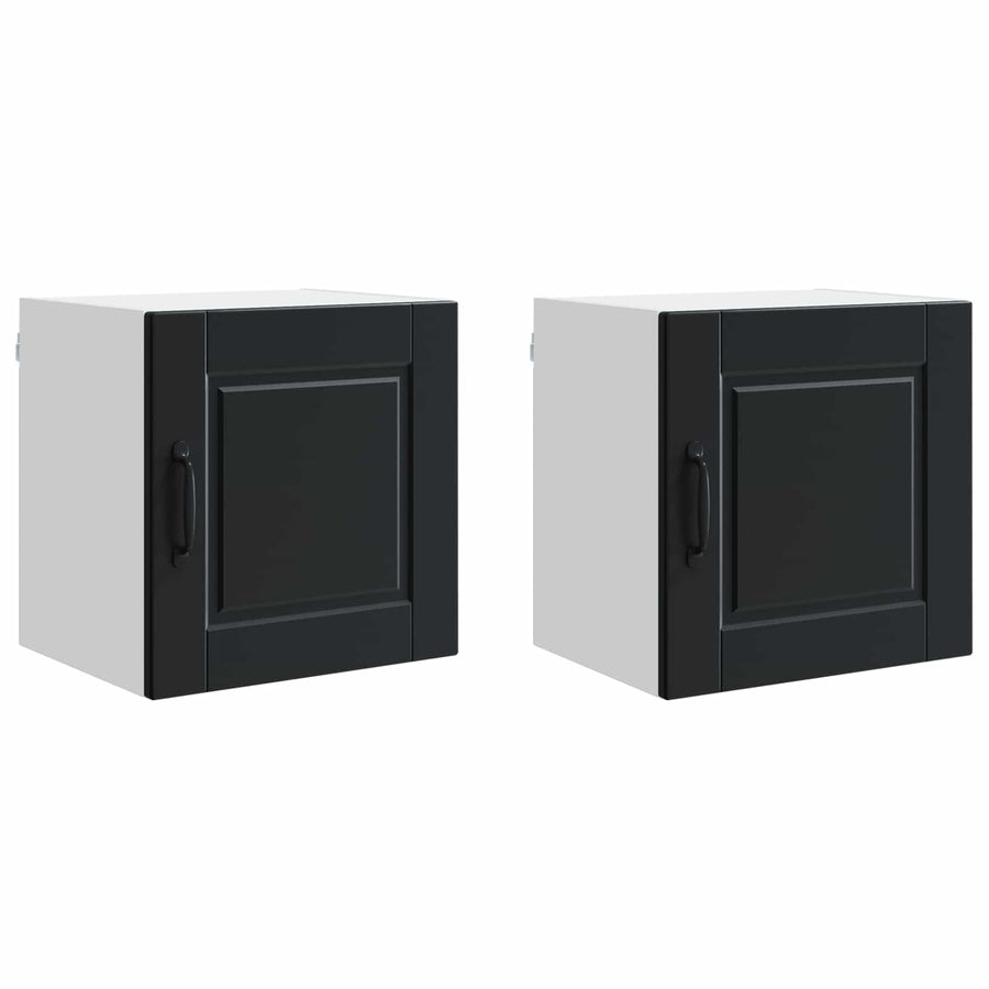 Wall Cabinet PORTO 2 pcs Black Engineered Wood