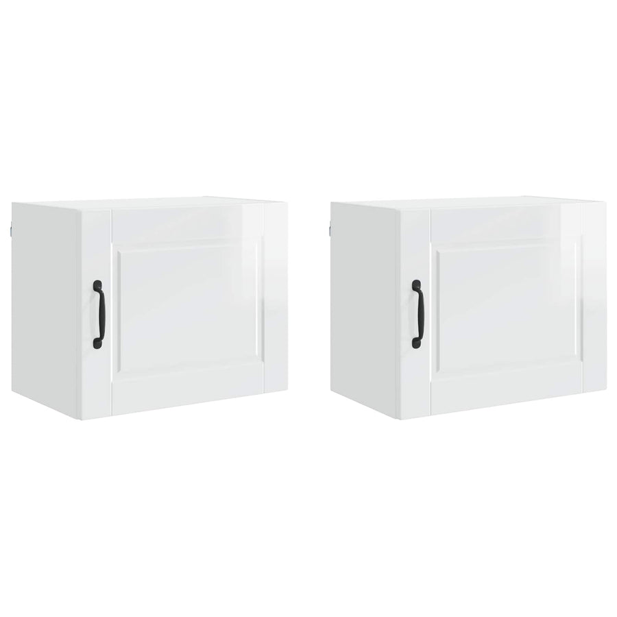 Wall Cabinet PORTO 2 pcs High Gloss White Engineered Wood